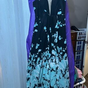Betsy & Adam Black and Blue Floral Maxi Dress